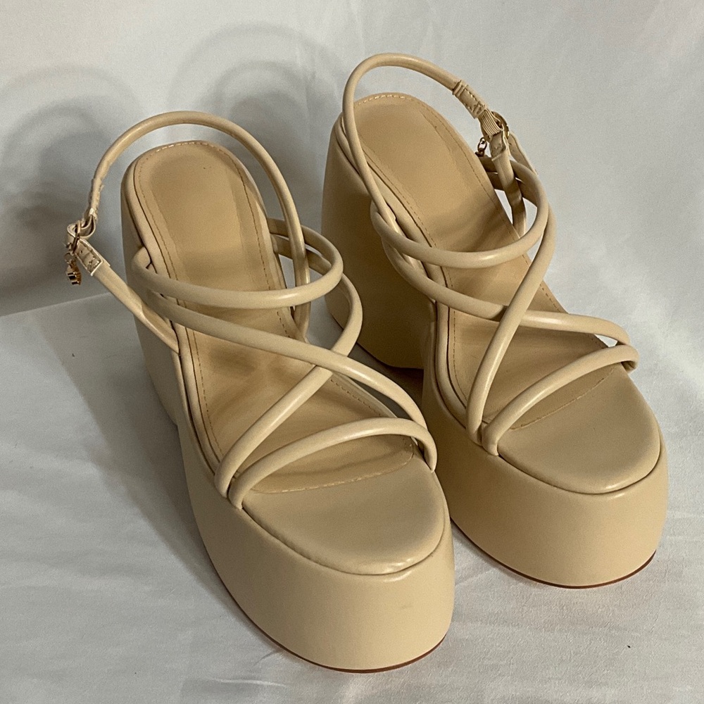 Chic Cream Platform Sandals - Picture 9 of 11